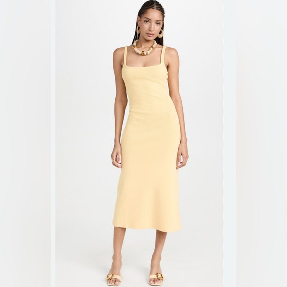 STAUD Paityn Midi Dress in Lemon Drop - Picture 1 of 4